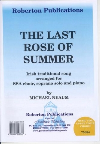 Last Rose Of Summer Solo Soprano Ssa Choir Neaum Sheet Music Songbook