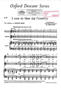 I Vow To Thee My Country Rice/vine Unison +opt Des Sheet Music Songbook