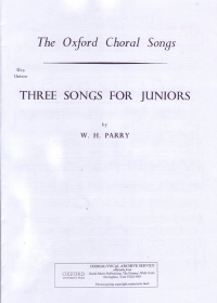 Three Songs For Juniors Parry Unison Sheet Music Songbook