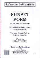 Sunset Poem (every Morning) Troyte/thomas Ttbb Sheet Music Songbook