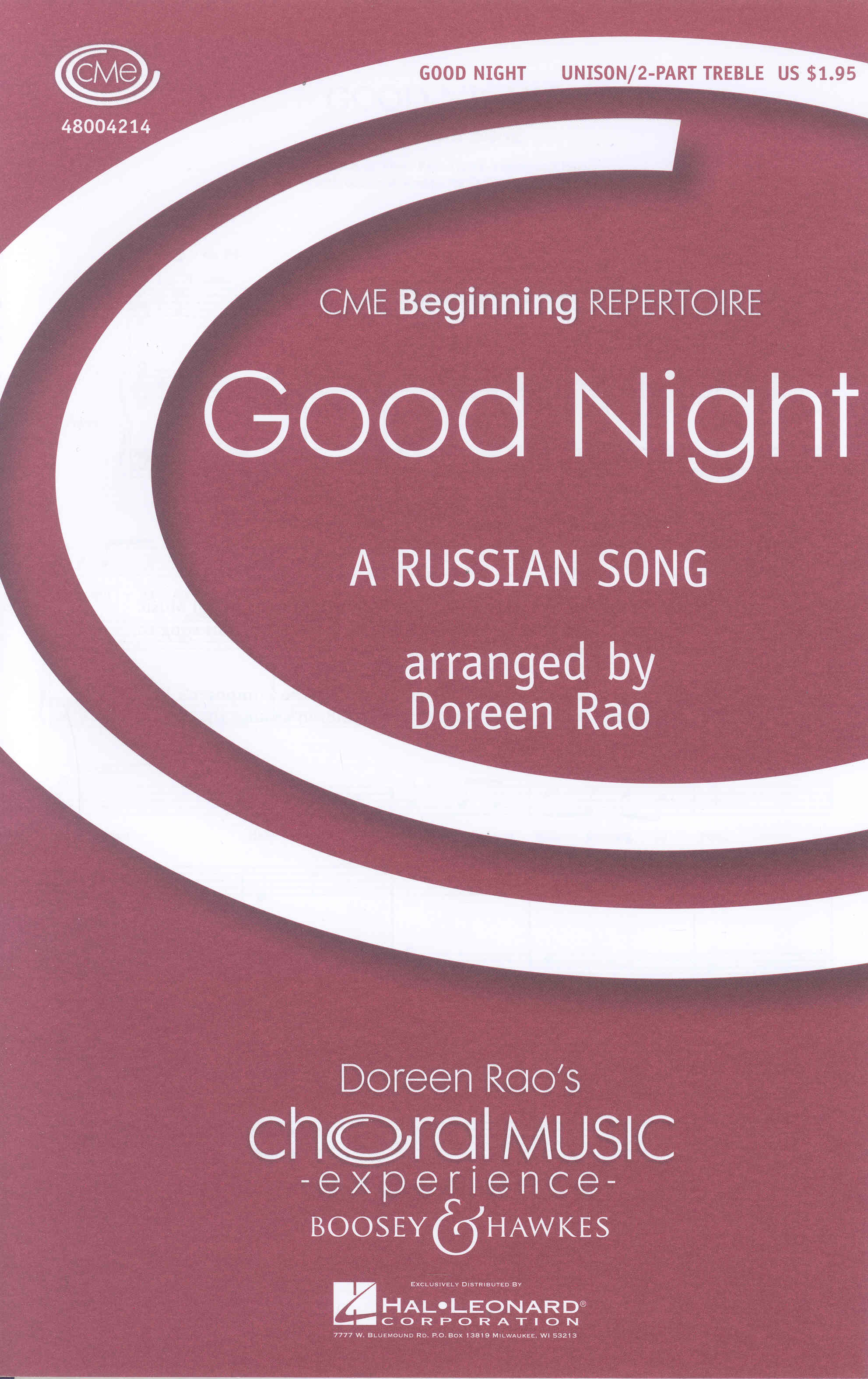 Good Night Kabalevsky Arr. Rao Unison Or Ss Sheet Music Songbook