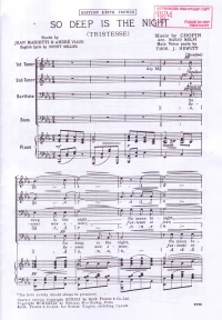 So Deep Is The Night Ttbb Sheet Music Songbook