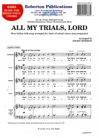 All My Trials Lord Hopkins Satb Sheet Music Songbook