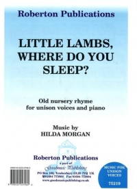 Little Lambs,where Do You Sleep Morgan Sheet Music Songbook