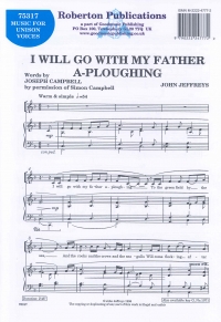 I Will Go With My Father A-ploughing Unison Sheet Music Songbook