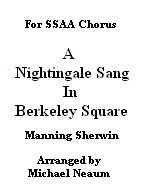 Nightingale Sang In Berkeley Square Ssaa Sheet Music Songbook