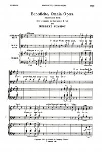 Benedicite Omnia Opera Sumsion Satb Sheet Music Songbook