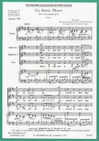 Go Down Moses (let My People Go) Burleigh Ssa Sheet Music Songbook