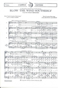 Blow The Wind Southerly Satb Sheet Music Songbook