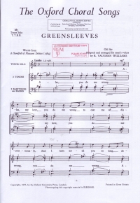 Greensleeves Vaughan Williams Male Voice Ttbb Sheet Music Songbook