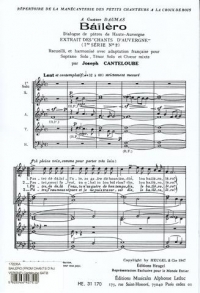 Bailero (from Chants Dauvergne) Canteloube Satb Sheet Music Songbook