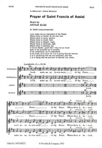 Prayer Of St Francis Bliss Ssaa Sheet Music Songbook