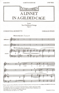 Linnet In A Gilded Cage Finzi 2 Pt Treble Sheet Music Songbook