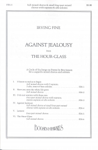 Against Jealousy (hour Glass No 4) Fine Satb Sheet Music Songbook