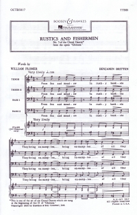 Rustics And Fishermen (from Gloriana) Britten Ttbb Sheet Music Songbook