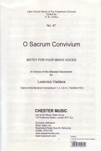 O Sacrum Convivium Viadana Ttbb Sheet Music Songbook