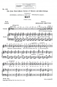 May Unison Britten Sheet Music Songbook