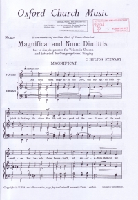 Magnificat & Nunc Dimittis In C Stewart Unison Sheet Music Songbook