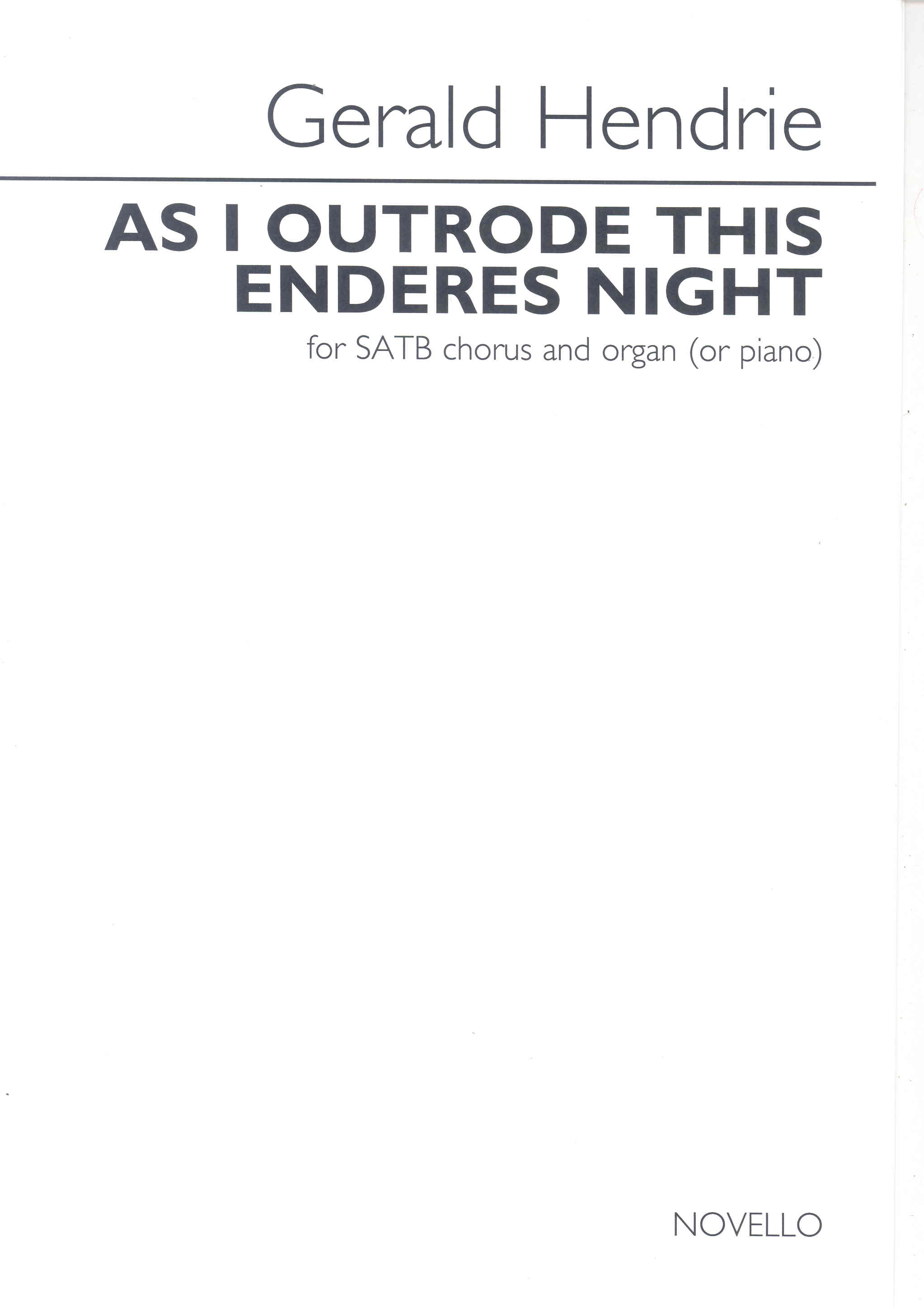 As I Outrode This Enderes Night Hendrie Satb Sheet Music Songbook