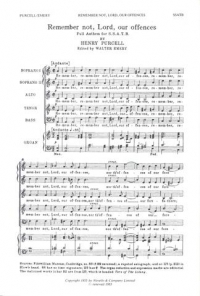 Remember Not Lord Our Offences Purcell Ssatb Sheet Music Songbook