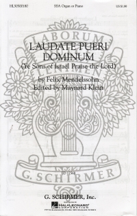 Laudate Pueri Mendelssohn Ssa Sheet Music Songbook