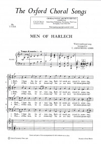 Men Of Harlech Armstrong Gibbs Ttbb Sheet Music Songbook