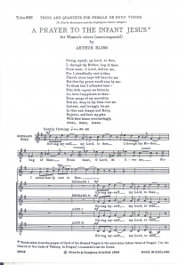 Prayer To The Infant Jesus Bliss Ssa(a) Sheet Music Songbook