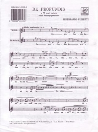 Pizzetti De Profundis Tt Chorus Part Sheet Music Songbook