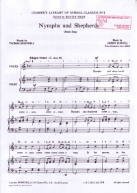 Nymphs And Shepherds Purcell Unison Sheet Music Songbook