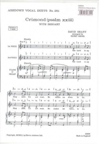 Crimond (psalm 23) Grant 2pt & Organ/piano Sheet Music Songbook