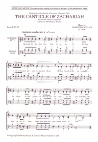 Canticle Of Zachariah Macmillan Satb Sheet Music Songbook