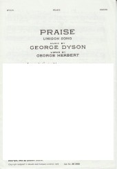 Praise Dyson Unison Sheet Music Songbook