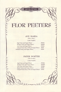 Ave Maria (eng/lat) Peeters Satb & Organ Sheet Music Songbook