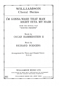 Im Gonna Wash That Man Rodgers/stickles Ssa Sheet Music Songbook