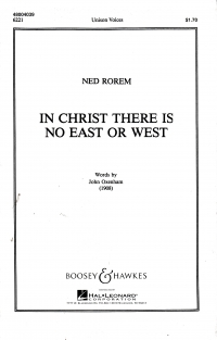 In Christ There Is No East Or West Rorem Unison Sheet Music Songbook