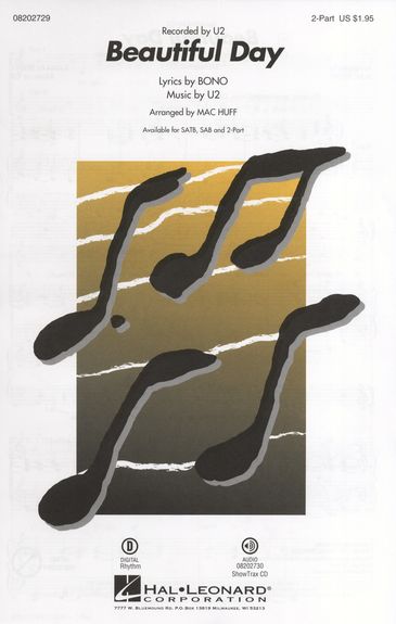 Beautiful Day U2 2 Pt & Piano Sheet Music Songbook