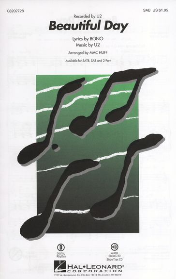 Beautiful Day U2 Sab & Piano Sheet Music Songbook