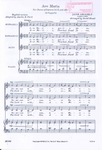 Ave Maria    Ssa  Arcadelt Sheet Music Songbook