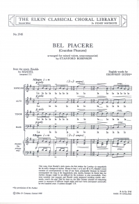 Bel Piacere Handel Satb Italian/english Sheet Music Songbook