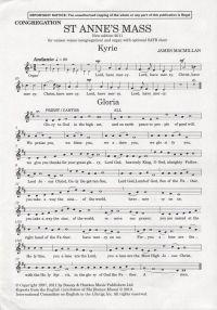 St Annes Mass (2011) Macmillan Congregation 10pk Sheet Music Songbook