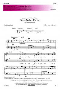 Dona Nobis Pacem Lightfoot Ssa Sheet Music Songbook