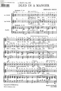 Cradled In A Manger 2 Part Smith Sheet Music Songbook