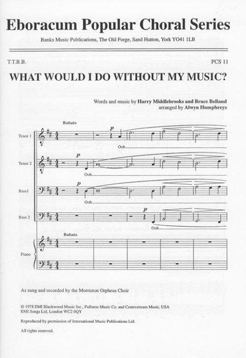 What Would I Do Without My Music Ttbb Sheet Music Songbook