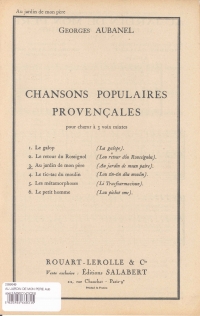 Au Jardin De Mon Pere Aubanel 3 Mixed Voices Sheet Music Songbook