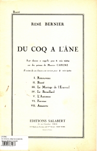 Du Coq A Lane No.2 Bonte Bernier Female Choir Sheet Music Songbook