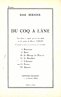 Du Coq A Lane No.6 Ferveur Bernier Female Choir Sheet Music Songbook