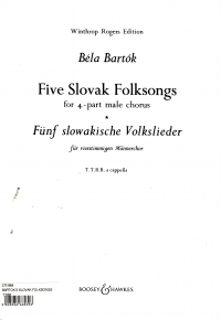 Bartok 5 Slovak Folksongs Ttbb Sheet Music Songbook