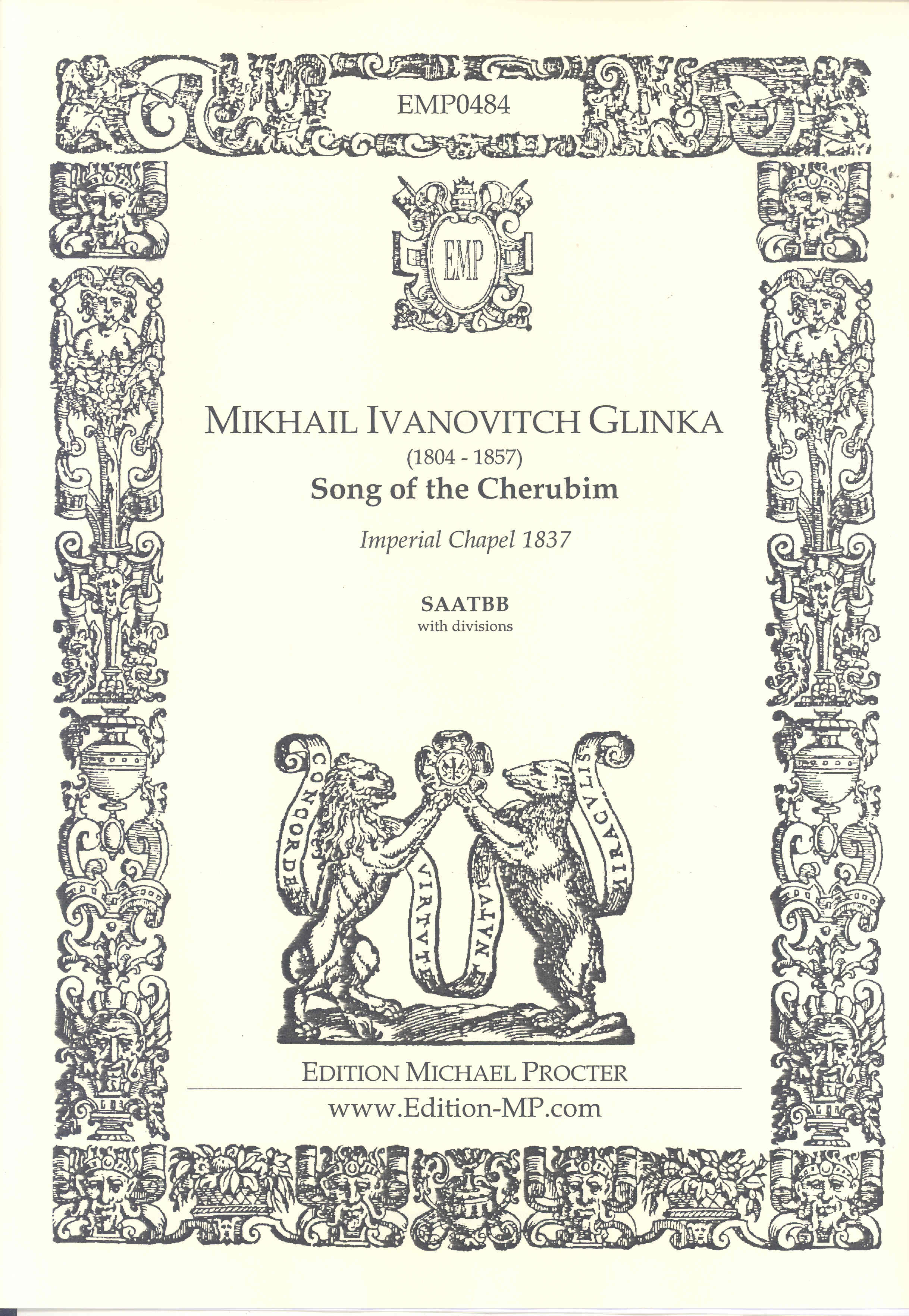 Song Of The Cherubim Glinka Saatbb Sheet Music Songbook