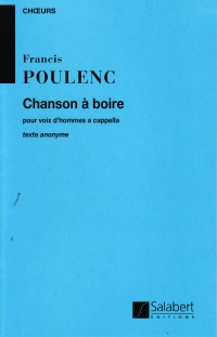 Chanson A Boire Male Choir Ttbb Poulenc Sheet Music Songbook