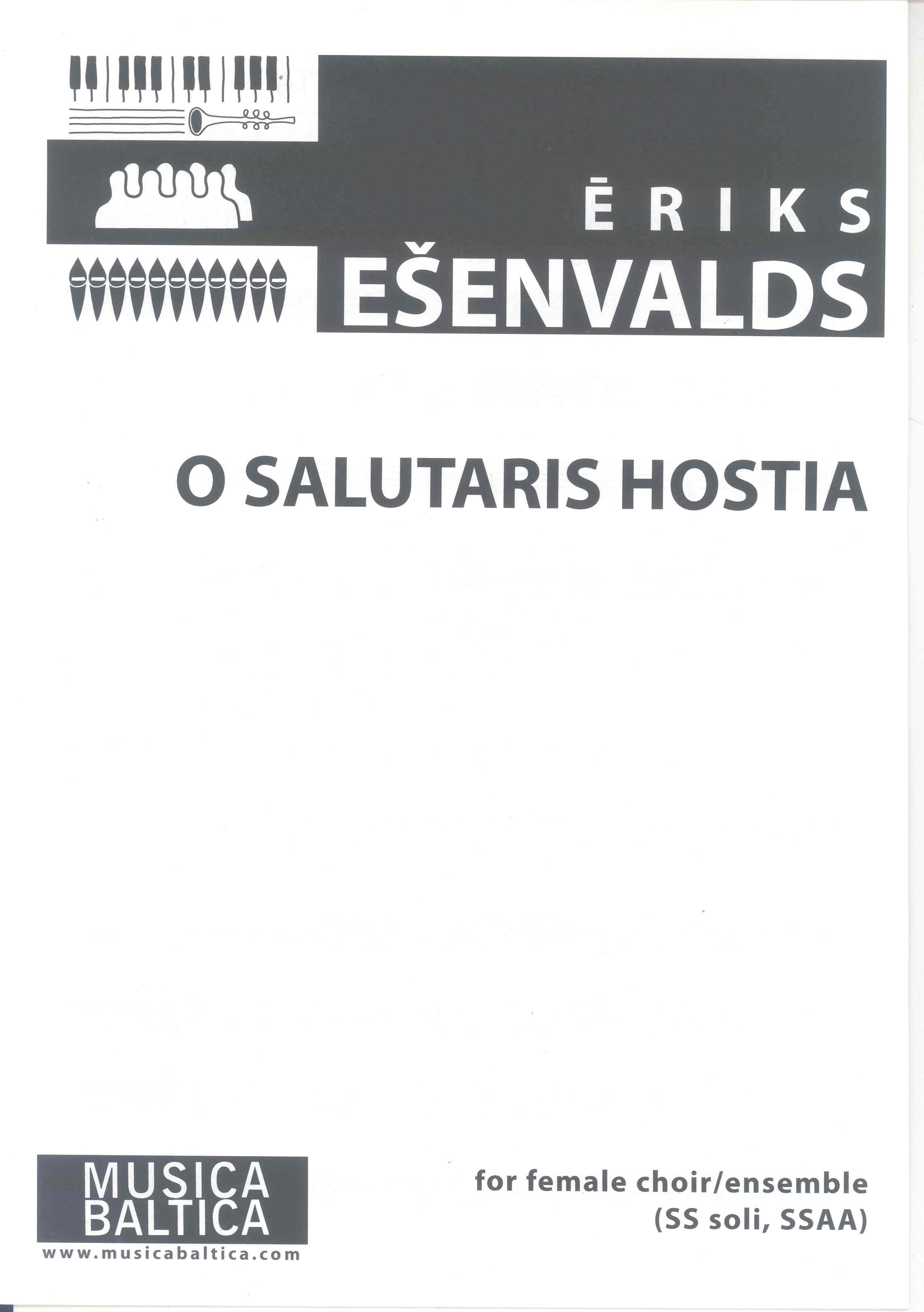 O Salutaris Hostia Esenvalds Ss Soli, Ssaa Sheet Music Songbook